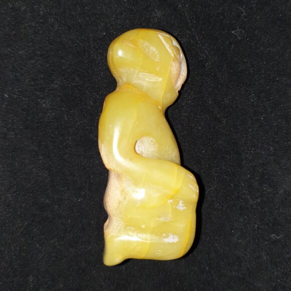 Vintage Hand Carved Genuine Yellow Jade Seated Monk Figurine - Picture 4 of 13